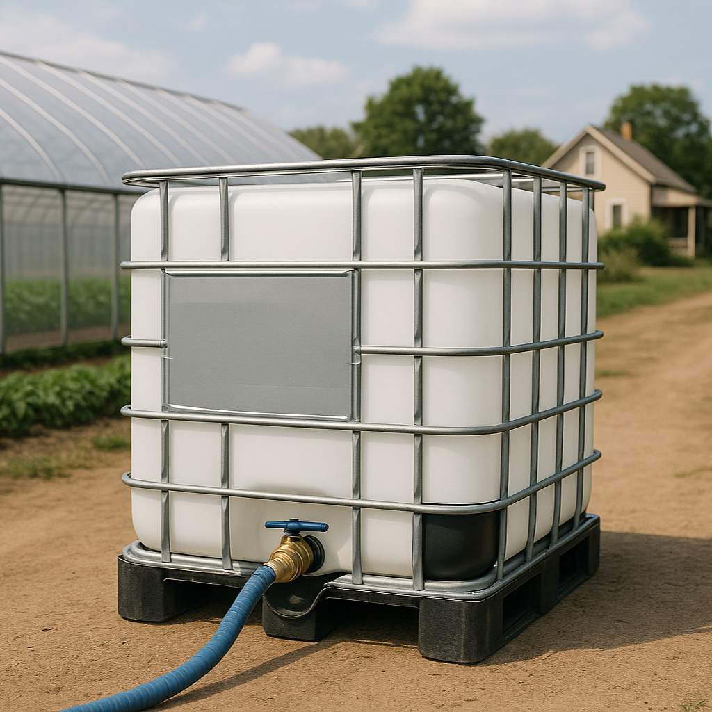 water tote rentals for agriculture Water tank rentals for agriculture and farmers, shown in front of a farm
