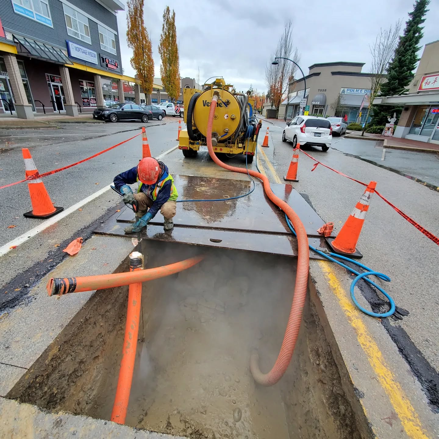 Hydrovac excavation then drilling mud pump out in Surrey, Bc by CLearset